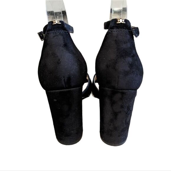 Sam Edelman black suede Yancy block heels open toe ankle strappy womens 8 - Picture 6 of 8